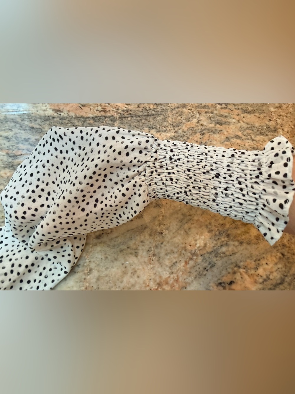 Maison d’Amélie Paris Polka Dot Blouse Small Sheer Smocked Sleeve Ruffle Neck - Picture 7 of 9